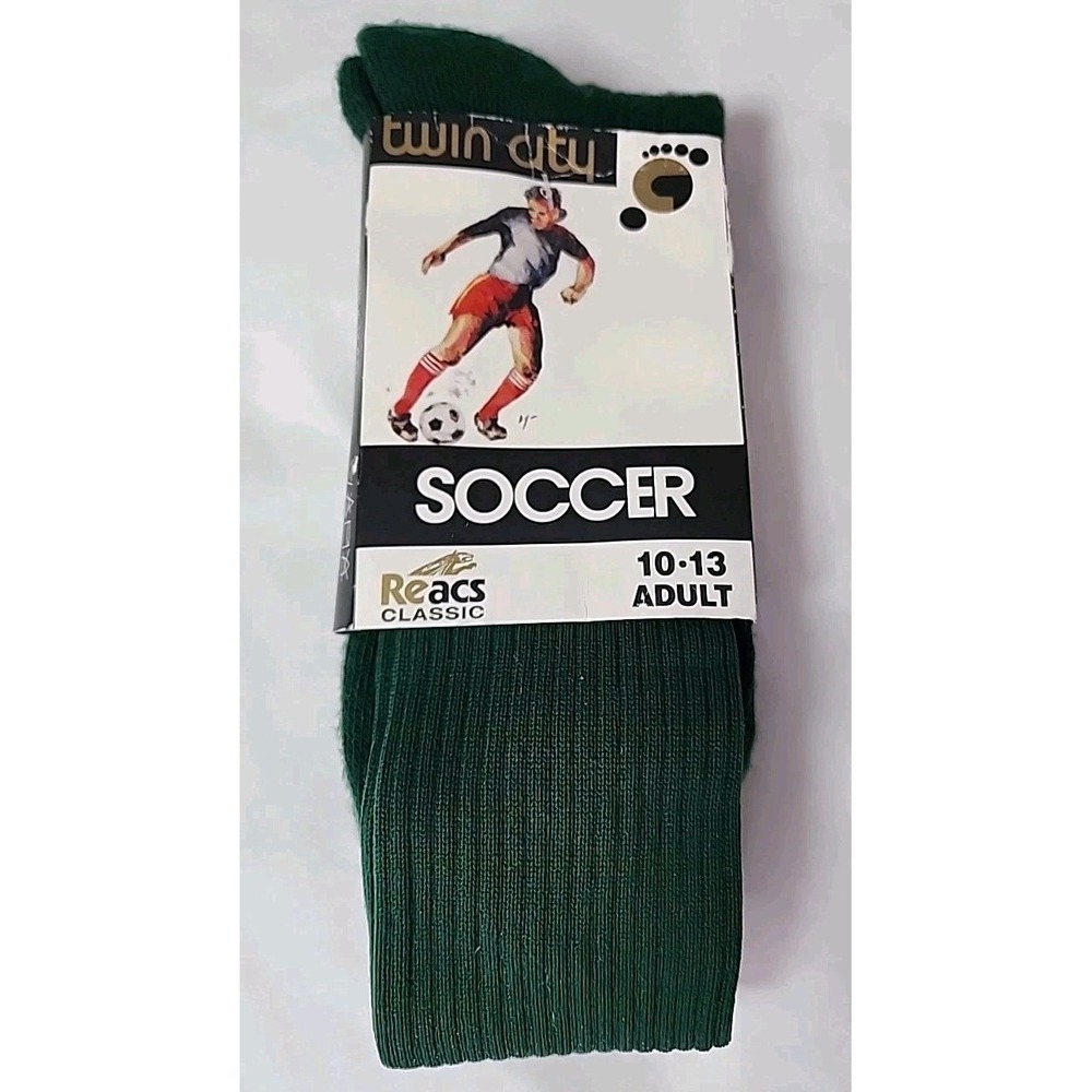 New Pair Twin City Green Soccer Socks Adult Size 10-13 Reacs Classic RN 35452